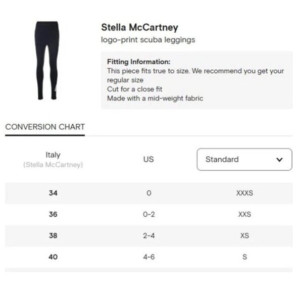 STELLA MCCARTNEY Navy Logo-print Scuba Tech Leggings Size 40/6-8 Small Pockets - Picture 12 of 12